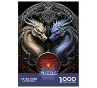 Puzzles pour Adolescents 1000 Pièces Twin Dragon Art Deco Puzzle pour Adultes Jeux Relaxants Décoration Intérieure Cadeaux Uniques pour Anniversaire Et Noël 52x38cm/1000pcs