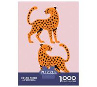 Puzzles Pour Adolescents 1000 Pièces Two Stylized Cheetahs on Pink Background Puzzles Pour Adolescents - Améliorez Votre Mémoire Pour Un Anniversaire Ou Noël - Jeu Au Design Magnifique 38x26cm/1000pcs