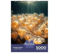 Puzzles pour Adolescents 1000 Pièces Underwater Jellyfish Bloom with Sun Rays Puzzles pour Adultes Jeux Relaxants Analyse Et Logique Difficulté Et Défi 52x38cm/1000pcs