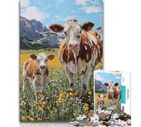 Puzzles pour Adolescents 1000 pièces Vache Brune, Jouets de Divertissement Familial, idéal comme Cadeau pour Toute la Famille 38x26cm