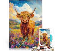 Puzzles pour Adolescents 1000 pièces Vache des Highlands dans Un pré Jeu de Quiz Activités Amusantes à la Maison, Cadeaux d'anniversaire, Cadeaux de Voyage, 38x26cm