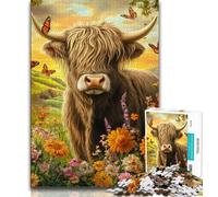 Puzzles pour Adolescents 1000 pièces Vache des Highlands, Jouets de Divertissement Familial, idéal comme Cadeau pour Toute la Famille 50x75cm
