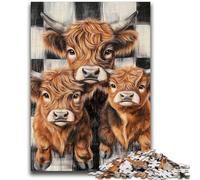 Puzzles pour Adolescents 1000 pièces Vache des Highlands Jouets éducatifs Jeux Anti-Stress Convient pour la décoration de Bureau 50x75cm