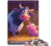 Puzzles pour Adolescents 1000 pièces Vache et Cochon Difficile à réaliser, mais Amusant et Humoristique Cadeau d'anniversaire, Cadeaux, décoration Murale 38x26cm