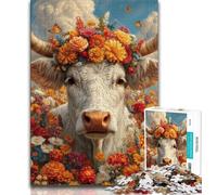 Puzzles pour Adolescents 1000 pièces Vache Portant Une Couronne, Jouet éducatif Anti-Stress, idéal comme Cadeau pour Toute la Famille (38x26cm)