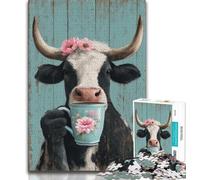 Puzzles pour Adolescents 1000 pièces Vaches Buvant du café, Anti-Stress, défi Difficile, Chaque pièce est Unique - Jeu Familial Stimulant (75x50cm)