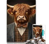 Puzzles pour Adolescents 1000 pièces, Vaches des Highlands en Costume, Jouets éducatifs et Amusants pour la Maison, Cadeaux d'anniversaire, Cadeaux de Voyage (75x50cm)