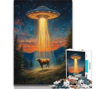 Puzzles pour Adolescents 1000 pièces Vaisseau Spatial Extraterrestre et bétail 1000 pièces pour Adultes, idéal comme Cadeau pour Toute la Famille à partir de 14 Ans (Taille 38x26cm)