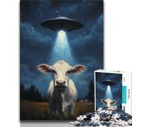 Puzzles pour Adolescents 1000 pièces Vaisseau Spatial Extraterrestre et Vaches 1000 pièces pour Adultes, Jouets éducatifs Anti-Stress, Cadeaux d'anniversaire et Cadeaux Uniques (Taille 75x50cm)