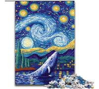 Puzzles pour Adolescents 1000 pièces Van Gogh Ciel Nocturne Baleine, Jouet intellectuel Jeu de Puzzle Améliorer l'amour Entre Les Couples pour Les 14 Ans et Plus 50x75cm