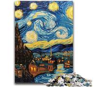 Puzzles pour Adolescents 1000 pièces Van Gogh Ciel Nocturne Difficile et défi avec Affiche correspondante et Feuille de Questions pour Les 14 Ans 26x38cm