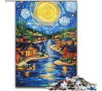 Puzzles pour Adolescents 1000 pièces Van Gogh Night Sky, Jeu intellectuel pour renforcer l'amour Entre Les Couples à partir de 14 Ans 26x38cm