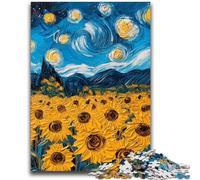 Puzzles pour Adolescents 1000 pièces Van Gogh Tournesols la Nuit Anti-Stress Défi Difficile À Offrir en Cadeau à Toute la Famille 50x75cm