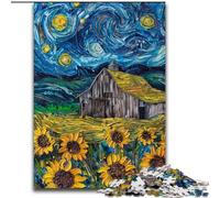 Puzzles pour Adolescents 1000 pièces Van Gogh Tournesols la Nuit, entraînez Votre Cerveau et Vos Mains Cadeaux d'anniversaire et Cadeaux Uniques pour Les 14 Ans et Plus (Taille 50x75cm)