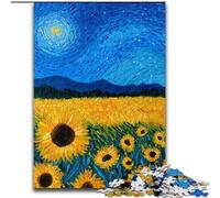 Puzzles pour Adolescents 1000 pièces Van Gogh Tournesols la Nuit, Jeu intellectuel pour renforcer l'amour Entre Couples à partir de 14 Ans 26x38cm
