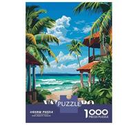 Puzzles pour Adolescents 1000 Pièces Varadero Cuba Beach Resort Illustration Puzzles pour Adultes Course De Vitesse Manuelle pour Anniversaire, Noël Jeu Stimulant Cadeaux 70x50cm/1000pcs
