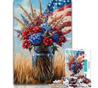 Puzzles pour Adolescents 1000 pièces Vase Drapeau américain, Anti-Stress Staycation Kill Time, renforce l'amour Entre Couples (75x50cm)
