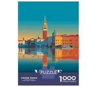 Puzzles pour Adolescents 1000 Pièces Venice, Italy Cityscape Illustration Puzzles pour Adolescents - Améliorez Votre Mémoire pour Un Anniversaire Ou Noël - Jeu Au Design Magnifique 38x26cm/1000pcs