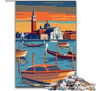 Puzzles pour Adolescents 1000 pièces Venise Gondole Coucher de Soleil Difficile à compléter mais Amusant et Humoristique Décoration d'intérieur Unique et Cadeaux (50x75cm) 1000pcs