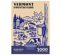 Puzzles pour Adolescents - 1000 Pièces Vermont Countryside Farm Scene Puzzles pour Adolescents - Idéal pour S'amuser en Famille - Cadeau Original pour Un Anniversaire Ou Noël 52x38cm/1000pcs