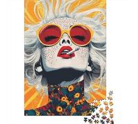 Puzzles pour Adolescents 1000 Pièces Vibrant Retro Woman Art Print -1 Puzzles pour Adultes Vacances À La Maison Passer Le Temps Interaction Parent-Enfant Jouet Jeu Intellectuel 70x50cm/1000pcs