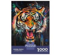 Puzzles pour Adolescents 1000 Pièces Vibrant Tiger Art Puzzle pour Adultes Jouets Anti-Stress Améliore La Mémoire Cadeaux Anti-Stress 52x38cm/1000pcs