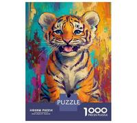 Puzzles pour Adolescents 1000 Pièces Vibrant Tiger Cub Artwork Puzzle À Faire Soi-même, Jouet Anti-Stress, Interaction Parent-Enfant 38x26cm/1000pcs