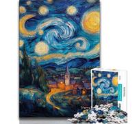 Puzzles pour Adolescents 1000 pièces Village sous Le Ciel Nocturne, Anti-Stress, défi Difficile, décoration d'intérieur Unique et Cadeaux 75x50cm