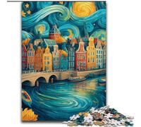 Puzzles pour Adolescents 1000 pièces Ville sous Le Ciel Nocturne, Jeu Stimulant et Familial avec des pièces de Formes aléatoires entièrement emboîtables (Taille 50x75cm)