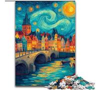 Puzzles pour Adolescents 1000 pièces Ville sous Le Ciel Nocturne, Jouets Anti-Stress, décoration intérieure Unique et Cadeaux pour Les 14 Ans (Taille 26x38cm)