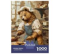 Puzzles pour Adolescents 1000 Pièces Vintage Bear Kitchen Puzzle Jeux Relaxants Décoration Parfaite Cadeaux Uniques d'anniversaire Et De Noël 52x38cm/1000pcs