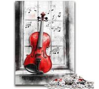 Puzzles pour Adolescents 1000 pièces Violon Rouge Jeu de réflexion Décoration Murale Cadeaux d'anniversaire et de Noël Uniques 38x26cm