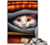 Puzzles pour Adolescents 1000 pièces, Visage de Chat drôle, Animal Mignon, Jouet éducatif Anti-Stress, Interaction Parent-Enfant, pour et 14 Ans, 26x38cm