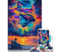 Puzzles pour Adolescents 1000 pièces, Visage Humain, Nuage coloré, Jeu éducatif, défi, Jouet, à Offrir en Cadeau à Toute la Famille, 50x75cm