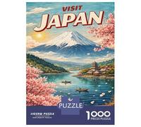 Puzzles pour Adolescents 1000 Pièces Visit Japan MT. Fuji Vintage Puzzles pour Adolescents - Défi Difficile - Entraînez Votre Cerveau Et Vos Mains - Casse-tête - Jeux en Famille 52x38cm/1000pcs