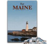 Puzzles pour Adolescents 1000 pièces Visitez Le Maine 1000 pièces, décoration Murale Artistique et idée Cadeau d'anniversaire pour Amis, Bureau à Domicile (50x75cm)