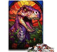 Puzzles pour Adolescents 1000 pièces Vitrail Dinosaure Famille Divertissement Jouets Jeu éducatif pour Anniversaire, Noël pour Les 14 Ans et Plus 50x75cm