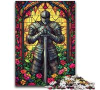 Puzzles pour Adolescents 1000 pièces Vitrail Guerriers Jeu éducatif Défi Jouet Décoration Murale Cadeaux d'anniversaire et de Noël Uniques 26x38cm