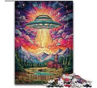 Puzzles pour Adolescents 1000 pièces Vitrail OVNI, Jeux éducatifs Décoration de la Maison Jeu éducatif pour Anniversaire, Noël 38x26cm