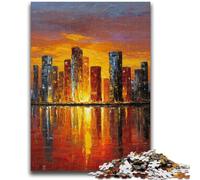 Puzzles pour Adolescents 1000 pièces Vitrail Ville Jeux d'activités familiales stimulants Jouet de Bricolage pour décoration Murale Cadeaux 50x75cm