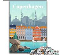 Puzzles pour Adolescents 1000 pièces Voyage à Copenhague Difficile à compléter mais Amusant et Humoristique Décoration intérieure Unique et Cadeaux (38x52cm) 1000pcs
