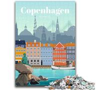 Puzzles pour Adolescents 1000 pièces Voyage à Copenhague Jeu éducatif Familial Décoration Murale Cadeaux d'anniversaire et de Noël Uniques (Taille 38x26cm)