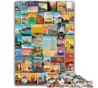 Puzzles pour Adolescents 1000 pièces Voyage Autour du Monde 1000 pièces pour Adolescents, avec Affiche et fiche de Questions correspondantes pour Les 14 Ans et Plus (26x38cm)