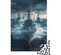 Puzzles pour Adolescents 1000 Pièces Warships in Stormy Seas Puzzle pour Adultes - Jouets Anti-Stress - Décoration Intérieure - Cadeaux Anti-Stress 52x38cm/1000pcs