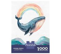 Puzzles pour Adolescents 1000 Pièces Watercolor Whale with Rainbow and Waves Puzzle pour Adultes Jouets Anti-Stress Améliore La Mémoire Cadeaux Anti-Stress 52x38cm/1000pcs