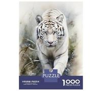 Puzzles pour Adolescents 1000 Pièces Watercolor White Tiger Puzzles pour Adolescents, Jouet, Décoration Murale, Jeu De Course De Vitesse, Cadeau Stimulant 70x50cm/1000pcs