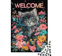 Puzzles pour Adolescents 1000 Pièces Welcome Kitten Garden Puzzles pour Adultes Puzzle pour S'amuser en Famille Stimule Le Cerveau pour Les Jeux 52x38cm/1000pcs