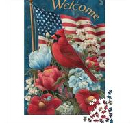 Puzzles pour Adolescents 1000 Pièces Welcome Patriotic Garden Flag Puzzle pour Adultes - Jouets Anti-Stress - Décoration Intérieure - Cadeaux Anti-Stress 38x26cm/1000pcs