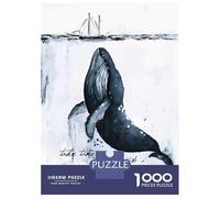 Puzzles pour Adolescents 1000 Pièces Whale and Ship Watercolor Art Puzzles pour Adolescents Jeux Relaxants Course De Vitesse Manuelle Est Idéal comme Cadeau 38x26cm/1000pcs