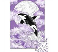 Puzzles pour Adolescents 1000 Pièces Whale Watching Under The Moonlight Puzzle pour Adultes Jeux Relaxants Décoration Parfaite pour Les Joueurs 70x50cm/1000pcs